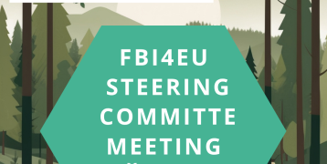 FBI4EU Steering Committee Meeting – Čakovec, Croatia (May 2025) Poster promoting the FBI4EU Steering Committee Meeting in Čakovec, Croatia. The image features a green hexagon with white bold text, set against a stylized forest background. At the top, the Interreg Europe and EU logos are displayed.