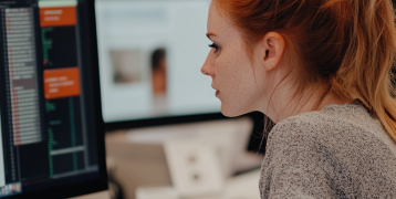 Female entrepreneur working on computer
