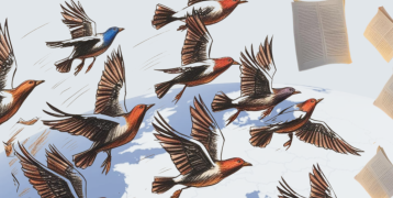Interreg Europe EUM Power image depicting birds flying over the European continent
