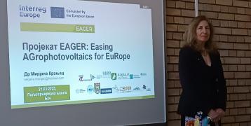 Dr Mirjana Kranjac presenting benefits of agriphotovoltaics