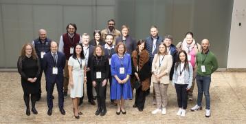 We can see partners of the Interreg Europe SEE project posing together at the city hall of Riga