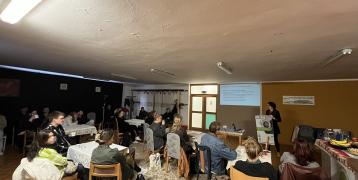 Participants of meeting in Ljubljana from the Faculty of Social Sciences listening to a presentation about the WEEEWaste project