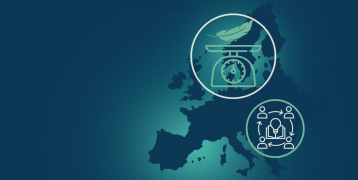 An image displays a map of Europe, featuring icons representing the concept of lightweighting.