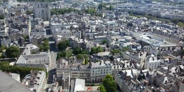 Bird view of Nantes city in France