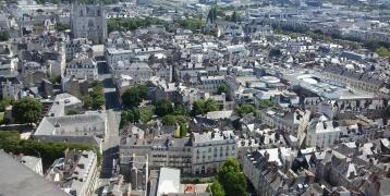 Bird view of Nantes Bird view of Nantes city in France