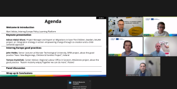 Online meeting - presentation and people taking part in the meeting.
