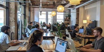 People working in a coworking space