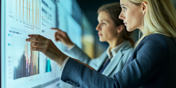 People working on digital board