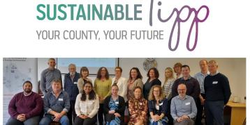 Group photo of SustainableTipp stakeholders at their first meeting in Thurles, Tipperary, Ireland, standing and sitting together.