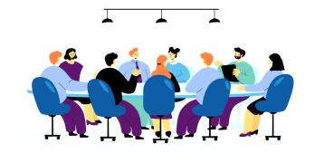Working people attending a meeting around a table