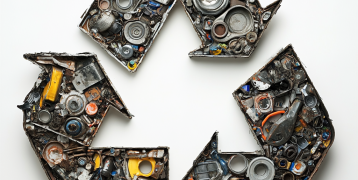 Recycle icon made with recycled materials