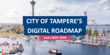 Cover image of City of Tampere´s digital roadmap of the  for 2025-2028