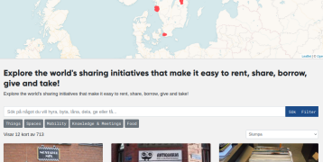 Screenshot of Smarta Kartan showing red dots on a map of Sweden
