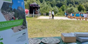 Participants of the Carpathian Culture Festival seen from the perspective of the stand of the Landscape Parks Complex in Przemyśl