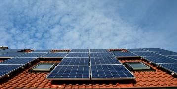 View of solar panels on roof