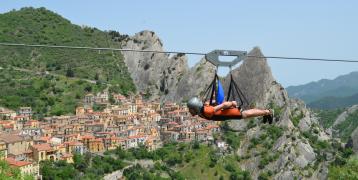 Person on a zipline