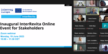 Printscreen of welcome presentation slide during the Inaugural InterRevita Online Event for Stakeholders.