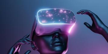 Gametherapy flyer, you can see a person wearing VR goggles and claim "We developp gamified virtual solutions foe healthcare"
