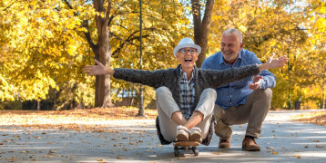 Elder people active playing in the park