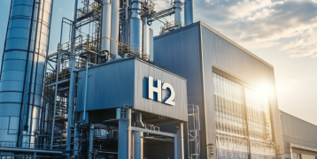 an industrial building creating hydrogen