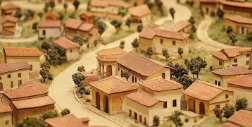 small fake city with houses 