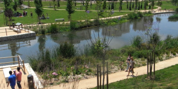 View of ‘La Marjal’ floodable park and the landscape it creates