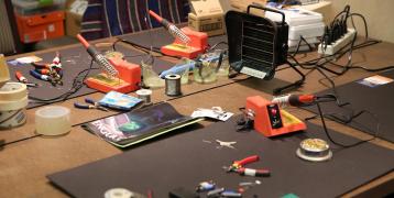 Makerspace work station with differet tools